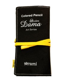 مدادرنگی 24 رنگ آرامی مدل Dama سری آرت همراه با جامدادی پارچه‌ای